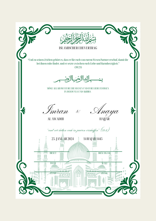 Nikkah Certificate - Islamic Marriage Certificate - Nabila Grün