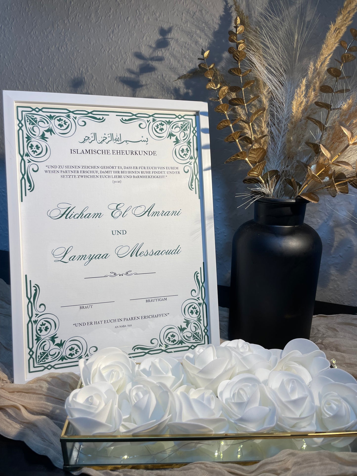 Nikkah Zertifikat - Islamische Eheurkunde - Hana Grün