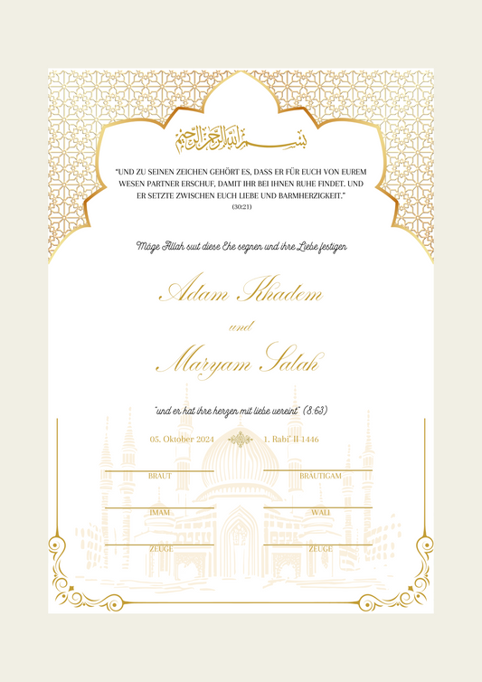 Nikkah Certificate - Islamic Marriage Certificate - Samira