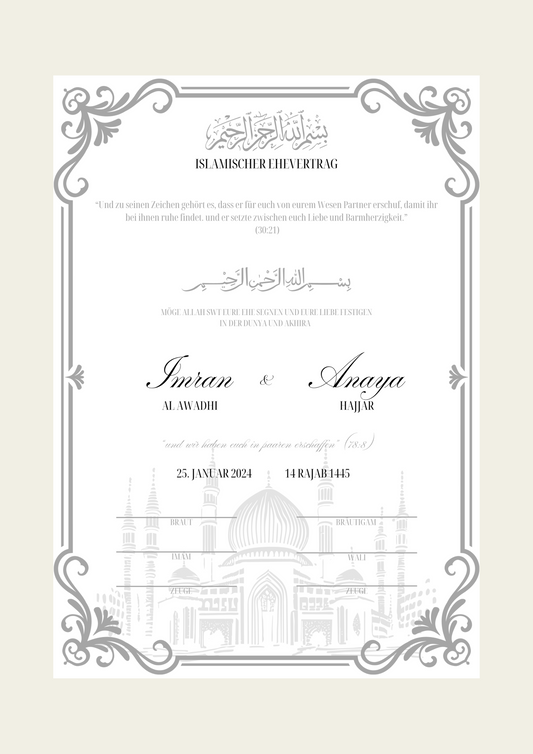 Nikkah Certificate - Islamic Marriage Certificate - Nabila Silver