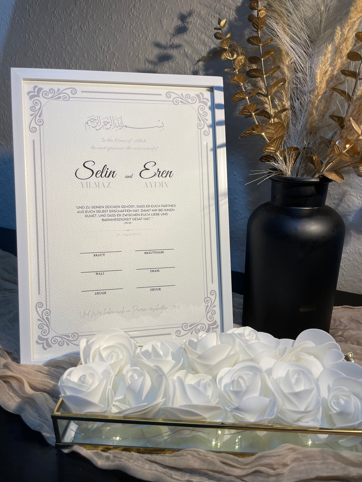 Nikkah Zertifikat - Islamische Eheurkunde - Amira Silber